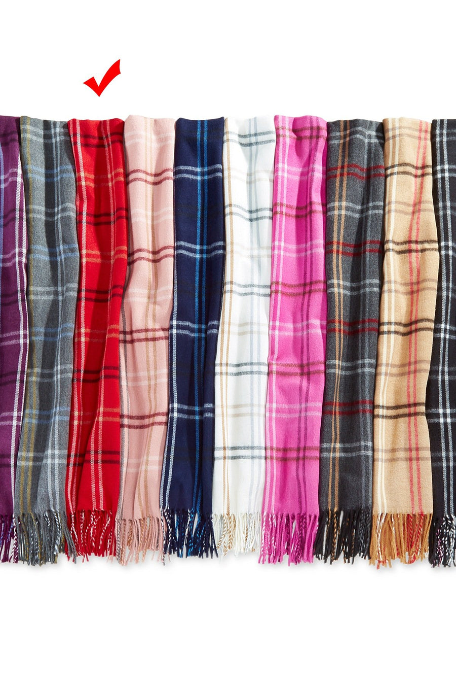 Cejon Red Grid-Pattern Woven Scarf