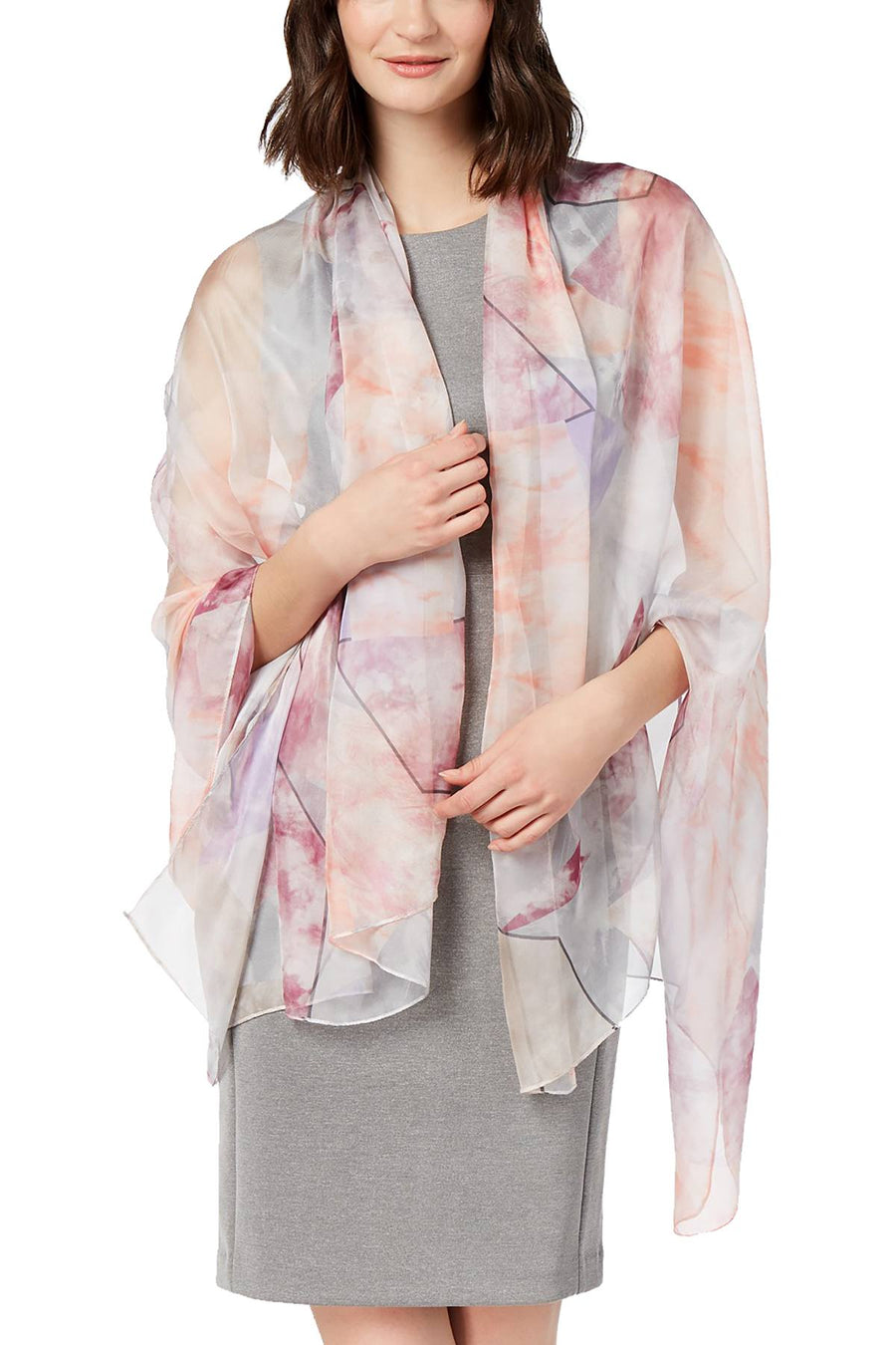 Cejon Warm Abstract-Print Oversized Chiffon Scarf