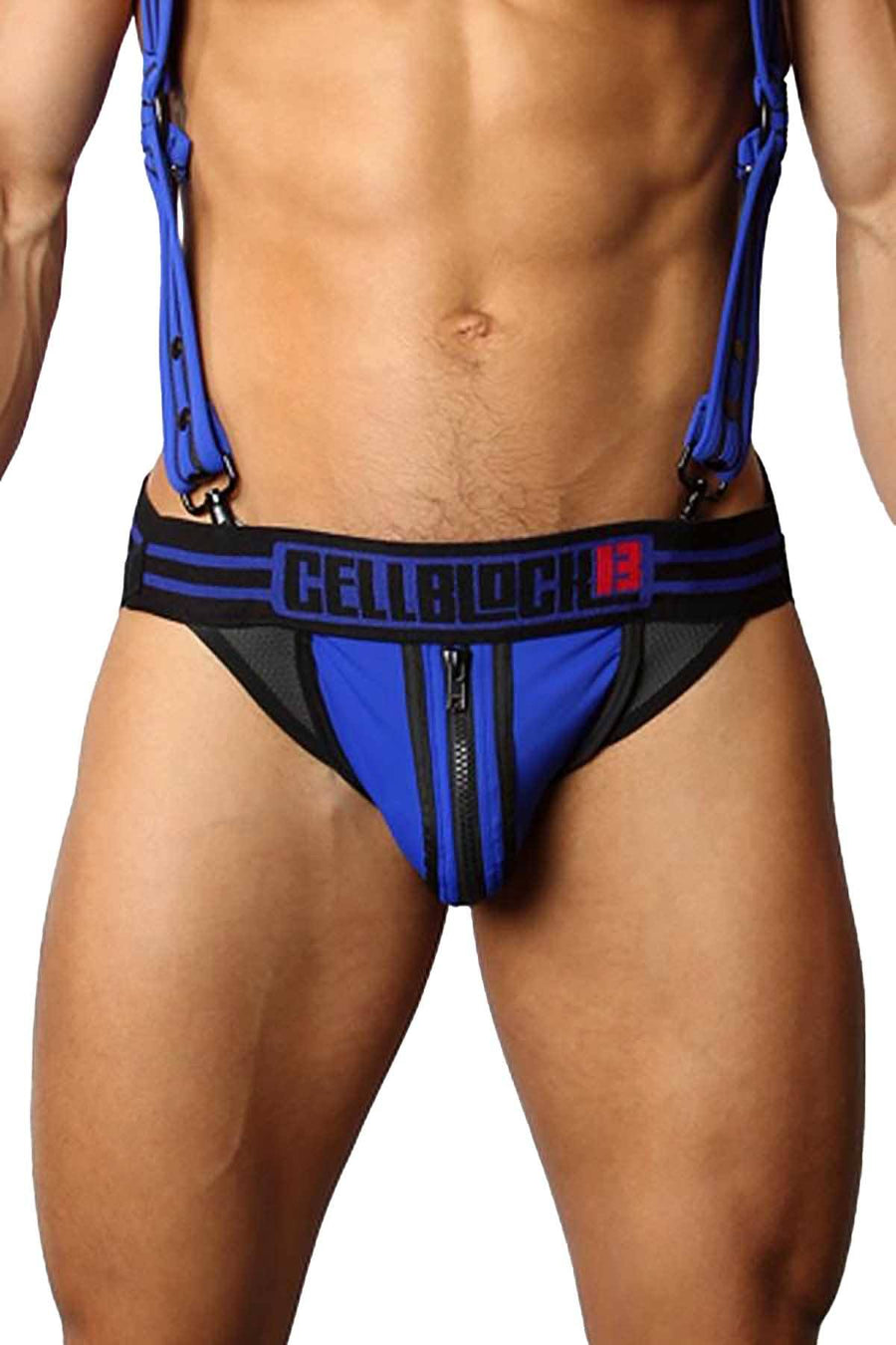 CellBlock 13 Blue Triple Threat Zipper Jockstrap