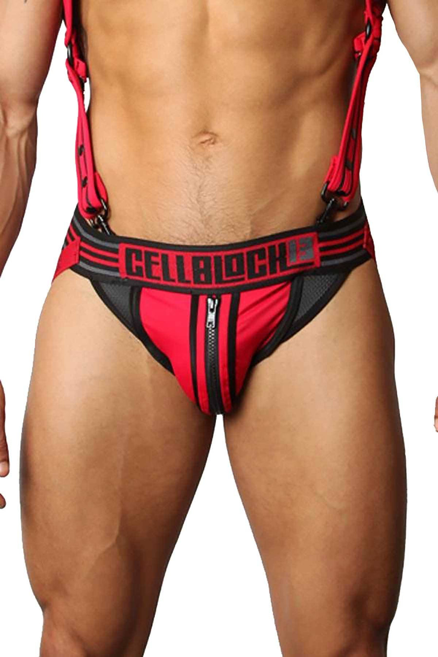 CellBlock 13 Red Triple Threat Zipper Jockstrap
