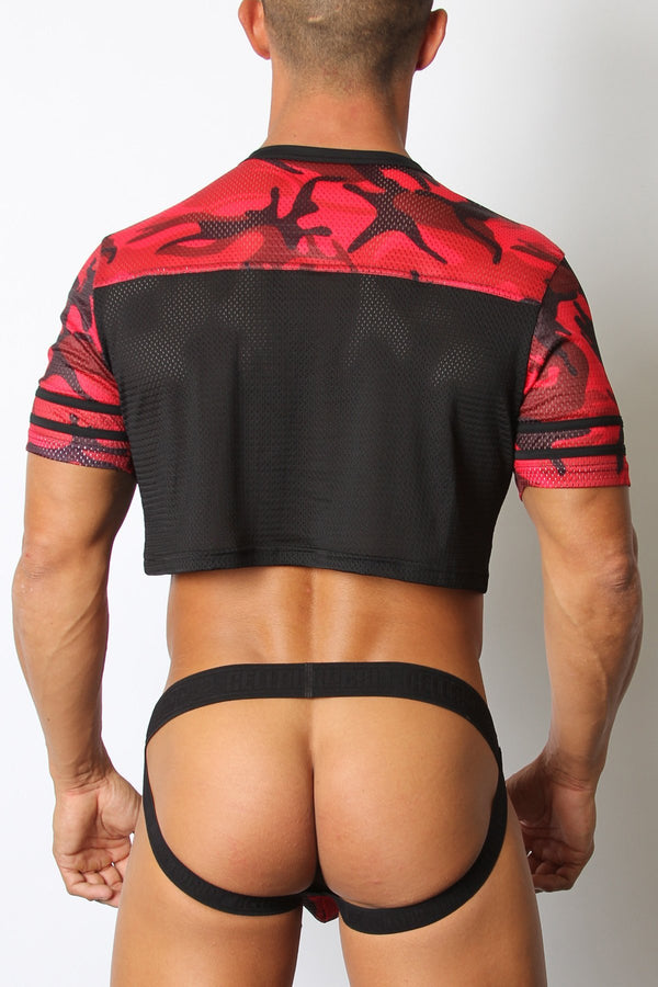 Cellblock 13 Red Foxhole Camo Mesh Crop Top