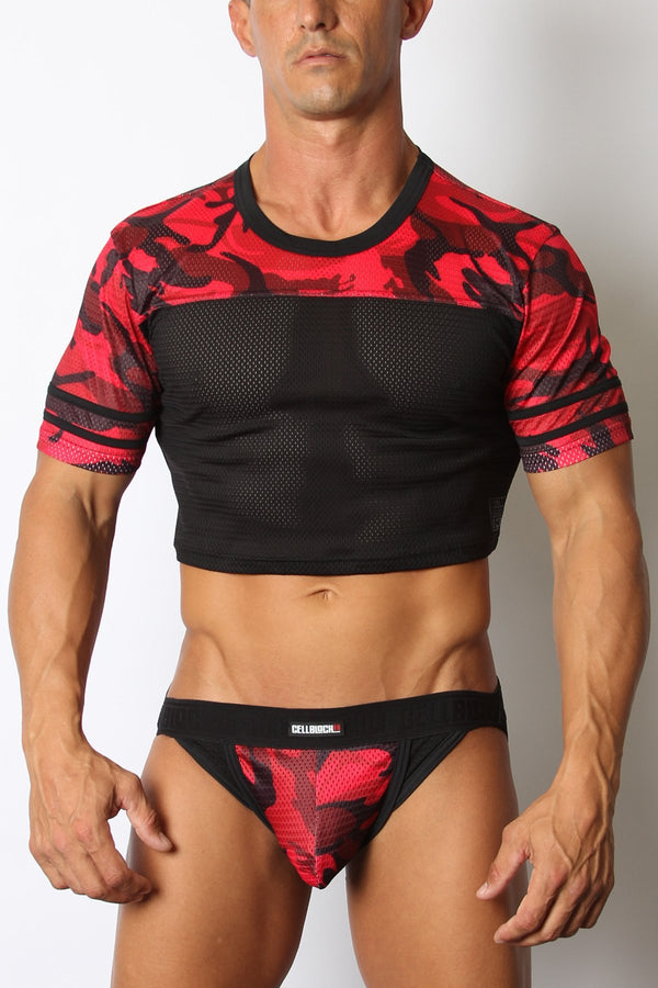 Cellblock 13 Red Foxhole Camo Mesh Crop Top