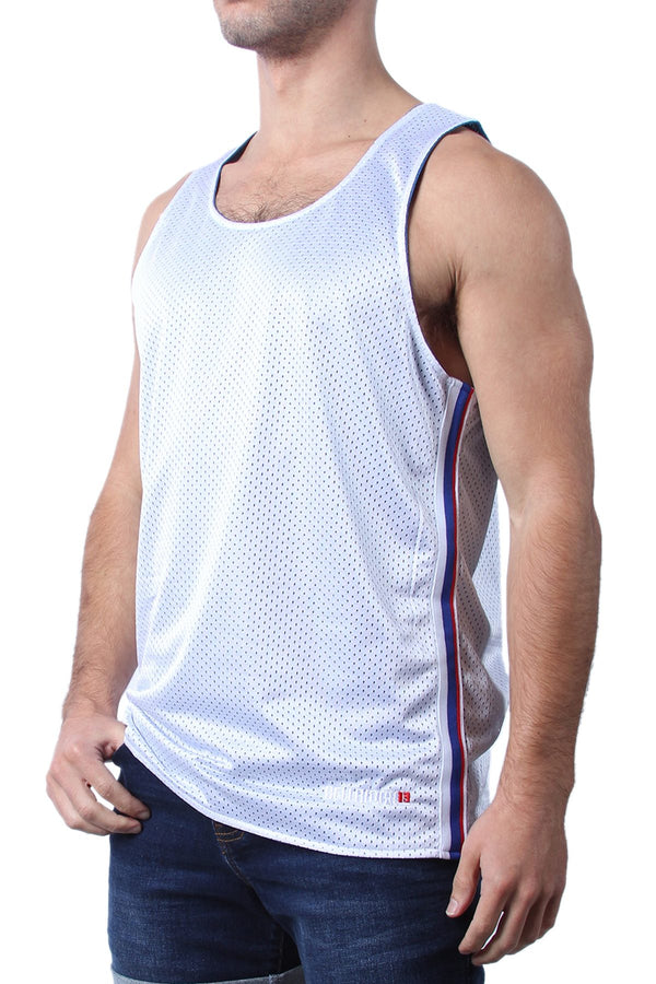 Cellblock 13 White Crossover Reversible Mesh Tank Top