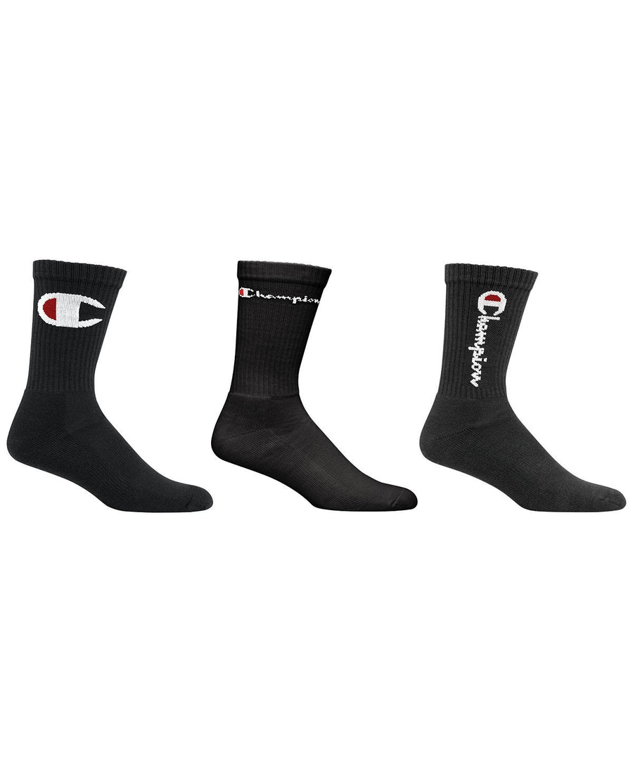 Champion 3-pk. Crew Socks Black