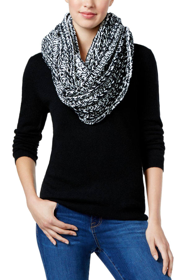 Charter Club Black/White Velvety Marled Chenille Infinity Scarf