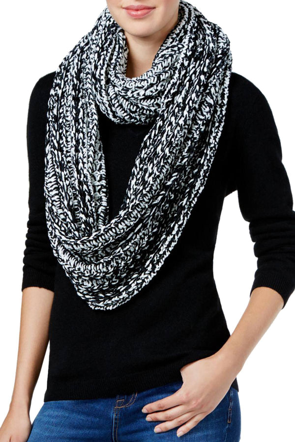 Charter Club Black/White Velvety Marled Chenille Infinity Scarf