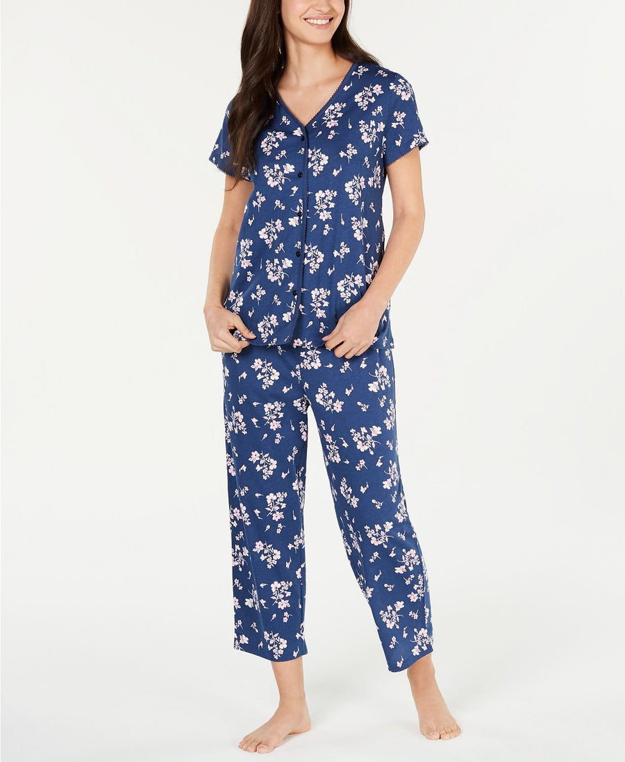 Charter Club Cotton Soft Knit Pajama Set in Blue Bells