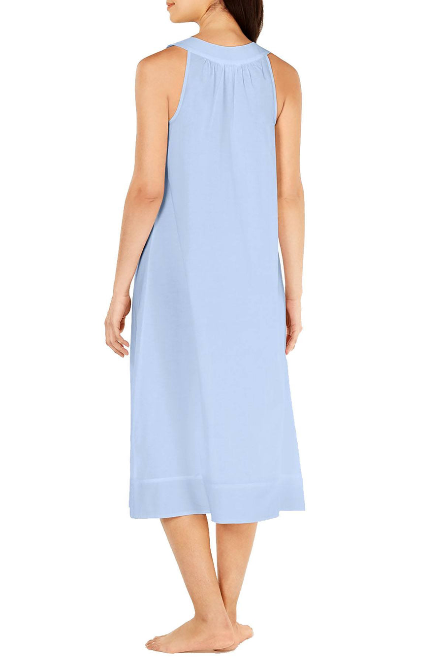 Charter Club Embroidery Detail Long Woven Cotton Nightgown in Misty Morning