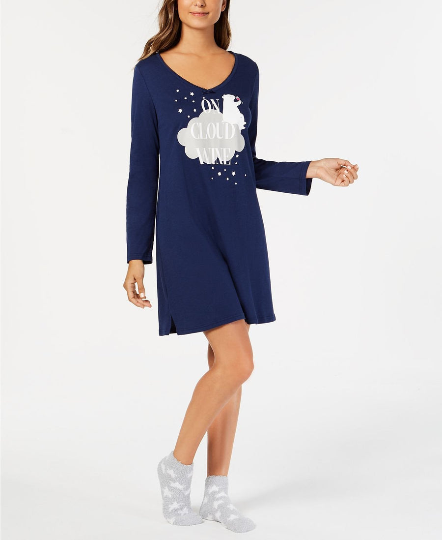 Charter Club Graphic Print Sleepshirt in Navy Cloud Wine