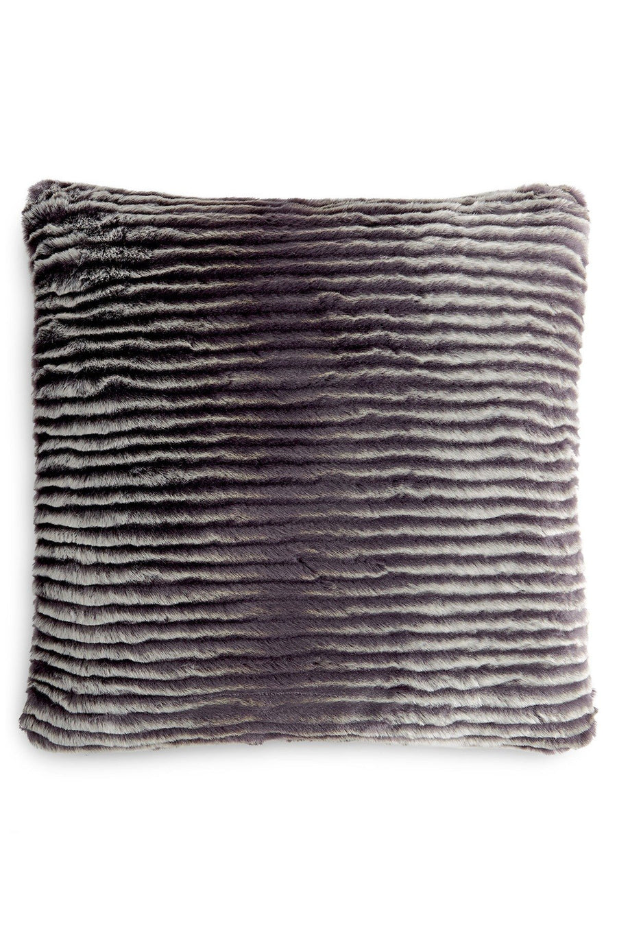 Charter Club Grey Eyelash Stripe Faux-Fur Pillow