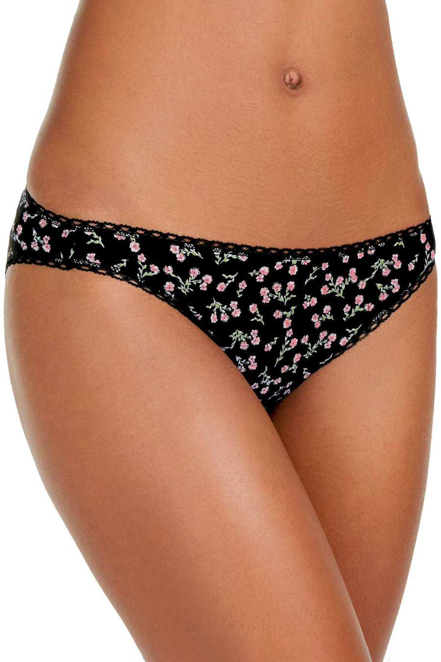 Charter Club Intimates Black Floral Pretty Cotton Bikini Brief