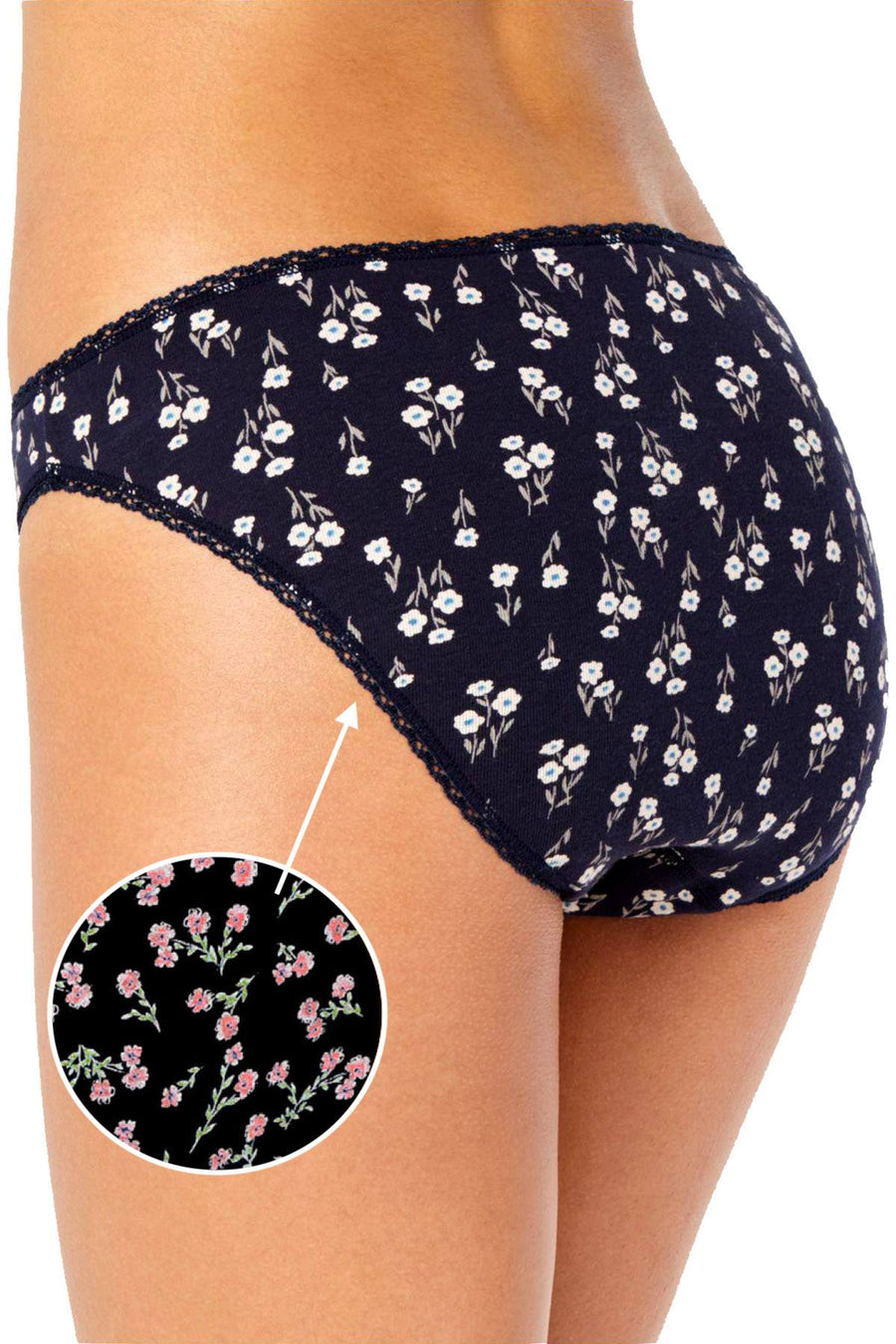 Charter Club Intimates Black Floral Pretty Cotton Bikini Brief