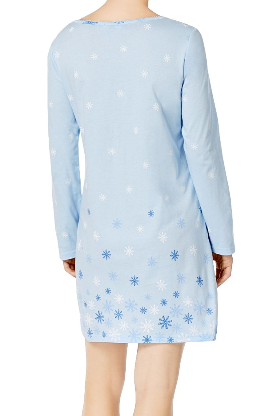 Charter Club Intimates Blue Snowflake Graphic-Print Cotton Sleepshirt With Matching Socks