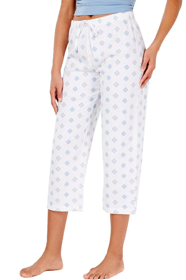 Charter Club Intimates Diamond Tile Art Printed Soft Knit Cropped Pajama Pant