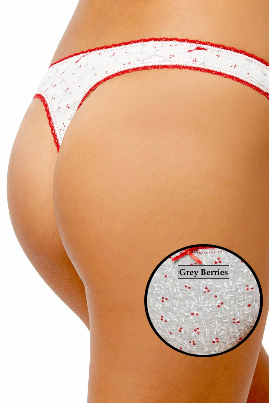 Charter Club Intimates Grey/Berries Holiday Thong