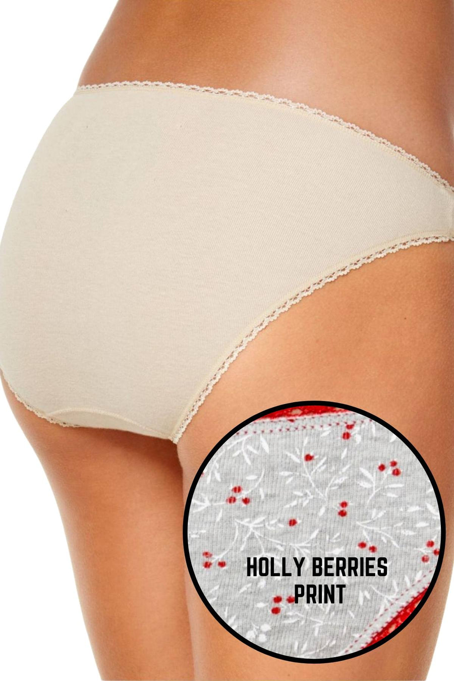 Charter Club Intimates Grey Holly-Berries Pretty Cotton Bikini Brief