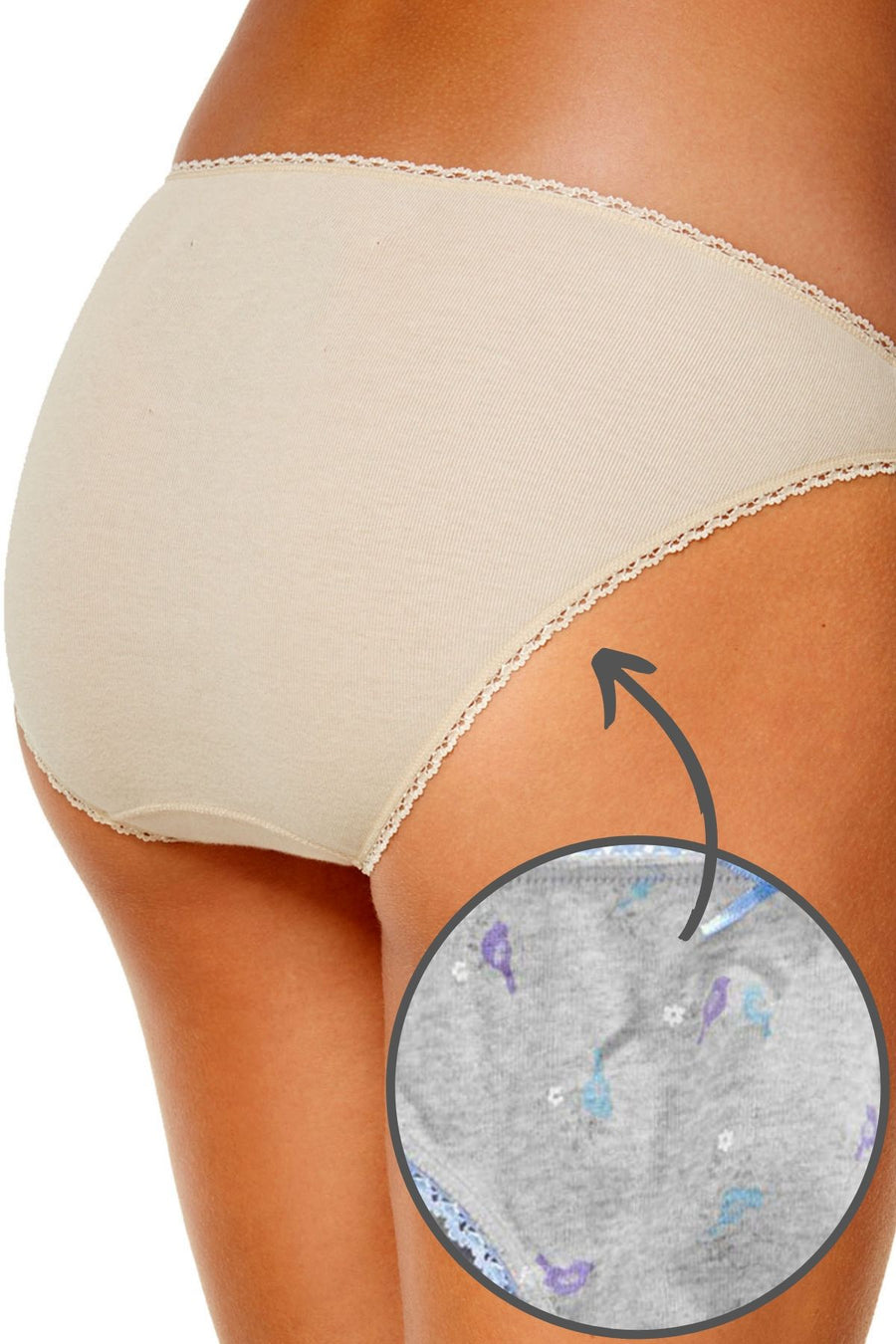 Charter Club Intimates Grey Little-Birdies Printed Pretty Cotton Bikini Brief