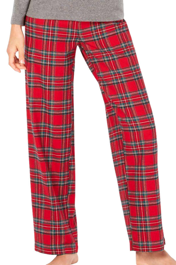 Charter Club Intimates Grey/Red Brinkley-Plaid Mix-It Flannel 2-Pc Pajama Set.