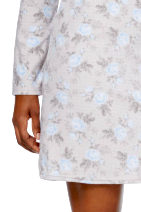 Charter Club Intimates Grey Rose-Floral Printed Thermal Fleece Sleepshirt