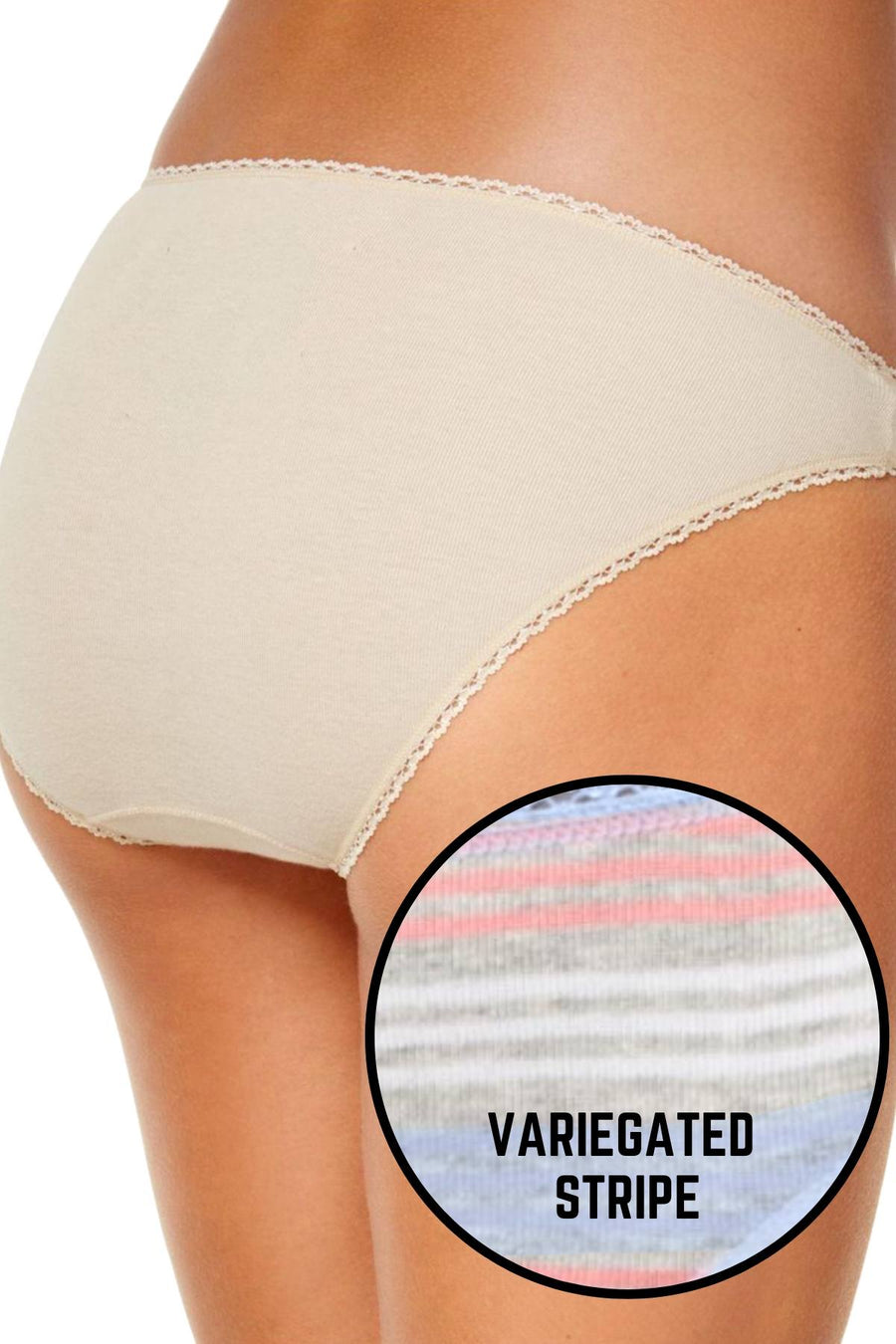 Charter Club Intimates Grey Variegated-Stripe Pretty Cotton Bikini Brief