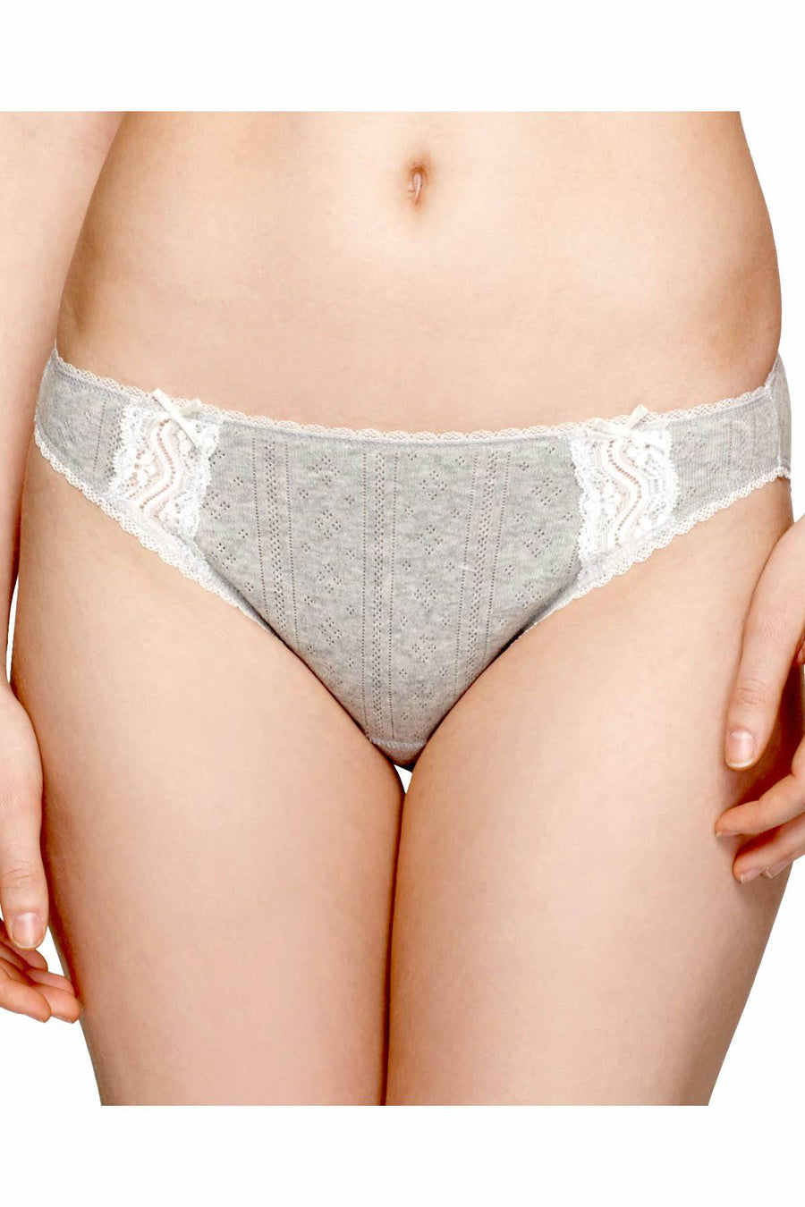 Charter Club Intimates Heather-Grey Pointelle Cotton Bikini Brief