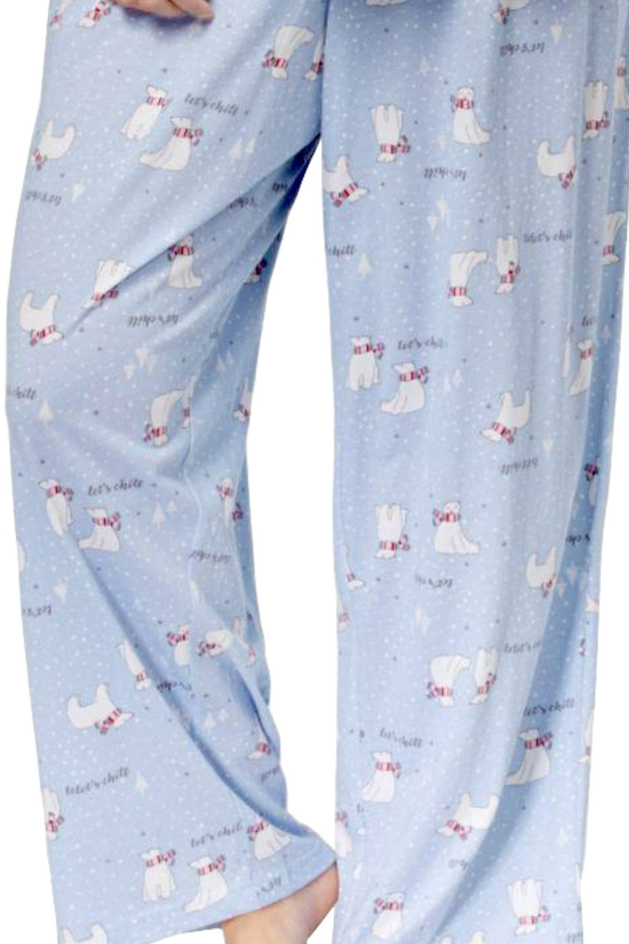 Charter Club Intimates Light-Blue Top & Polar-Bear Printed Pant 2-Pc Pajama Set