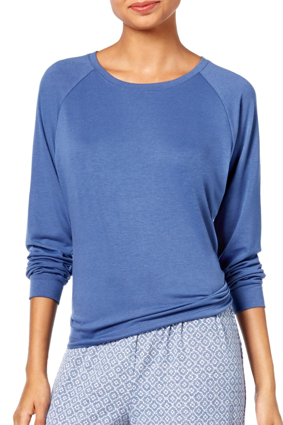 Charter Club Intimates Morrocan Blue Long Sleeve Lounge Tee