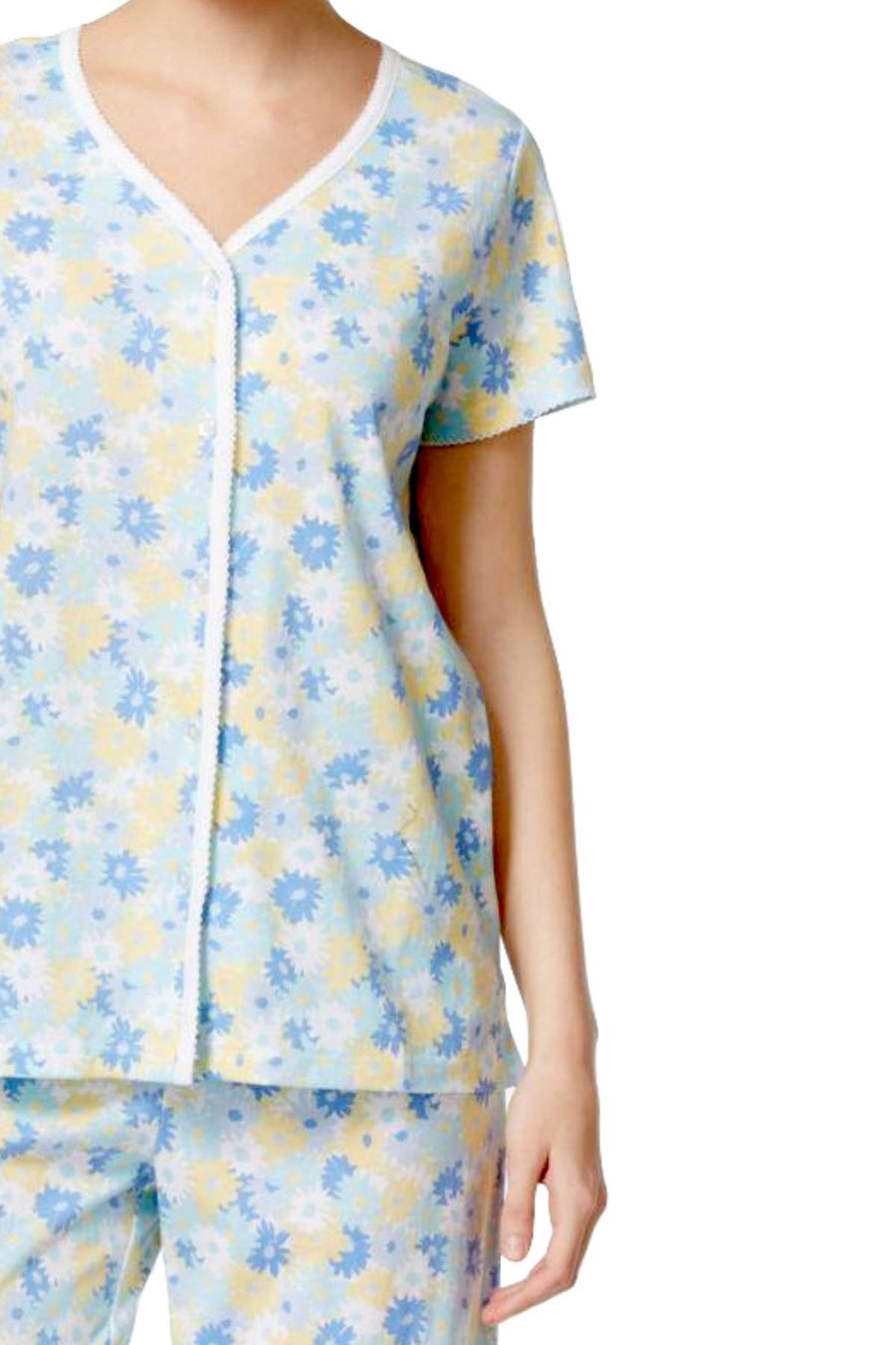 Charter Club Intimates Multi-Daisy Scroll-Print Pajama Set