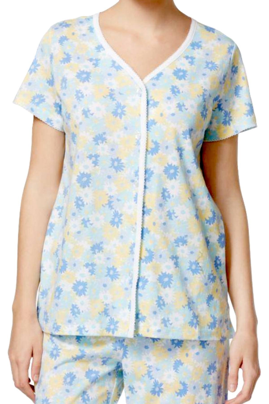 Charter Club Intimates Multi-Daisy Scroll-Print Pajama Set