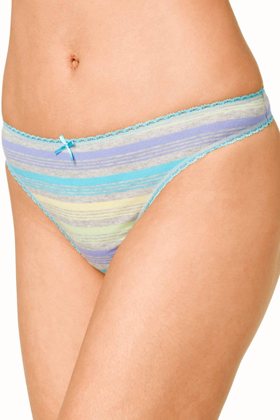 Charter Club Intimates Multi-Stripe Pretty Cotton Thong