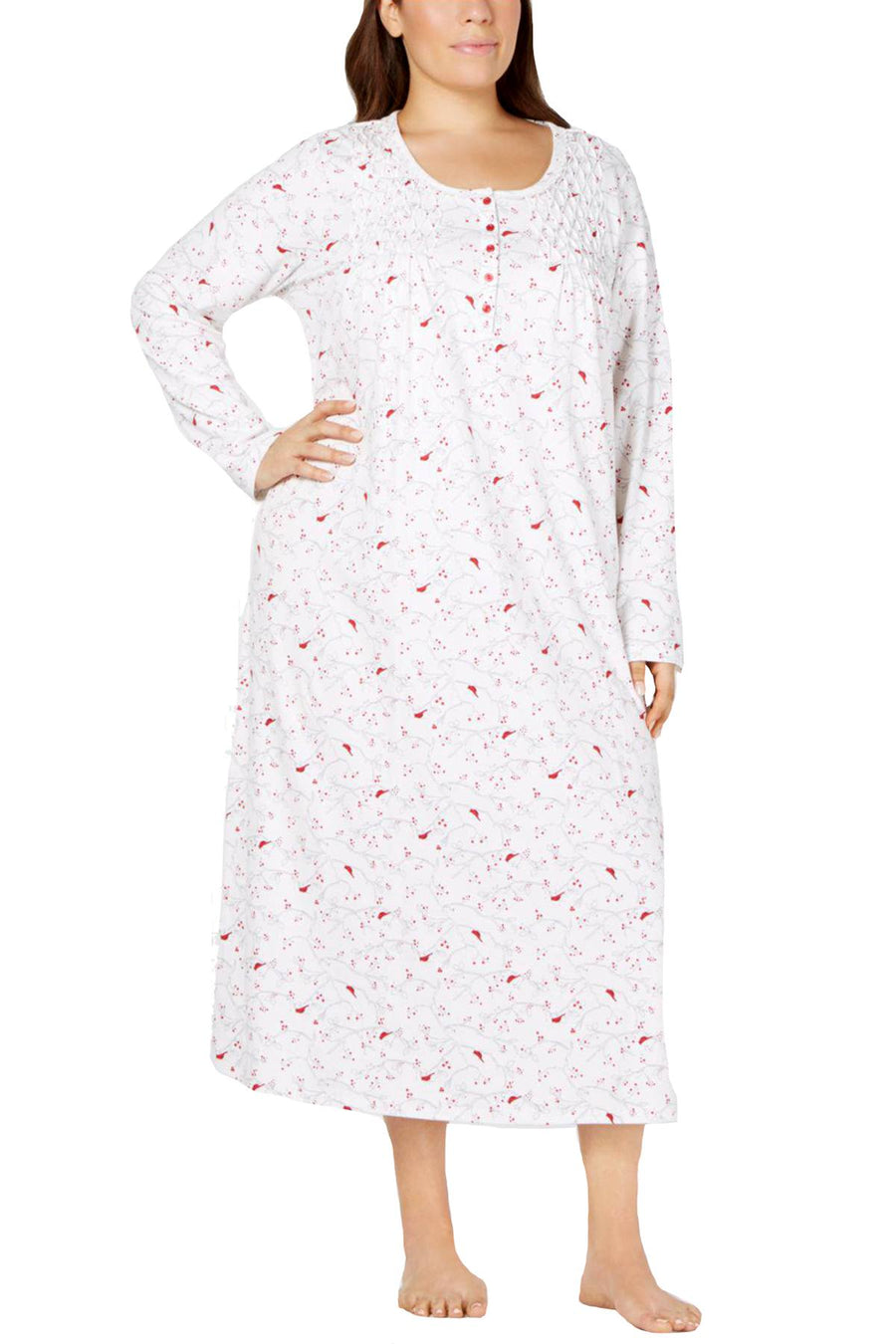 Charter Club Intimates PLUS Cardinal-Print Long Cotton Nightgown