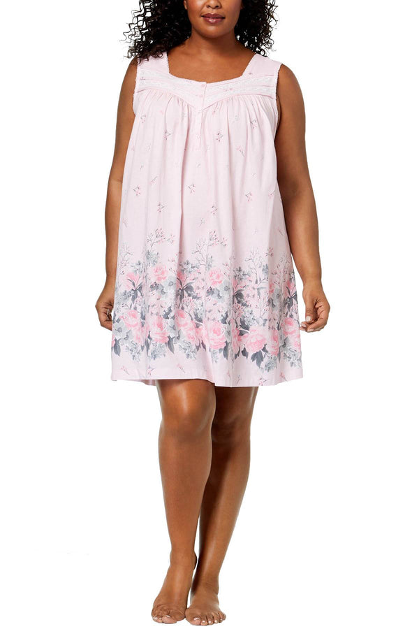 Charter Club Intimates PLUS Pink Rose-Garden Sleeveless Nightgown