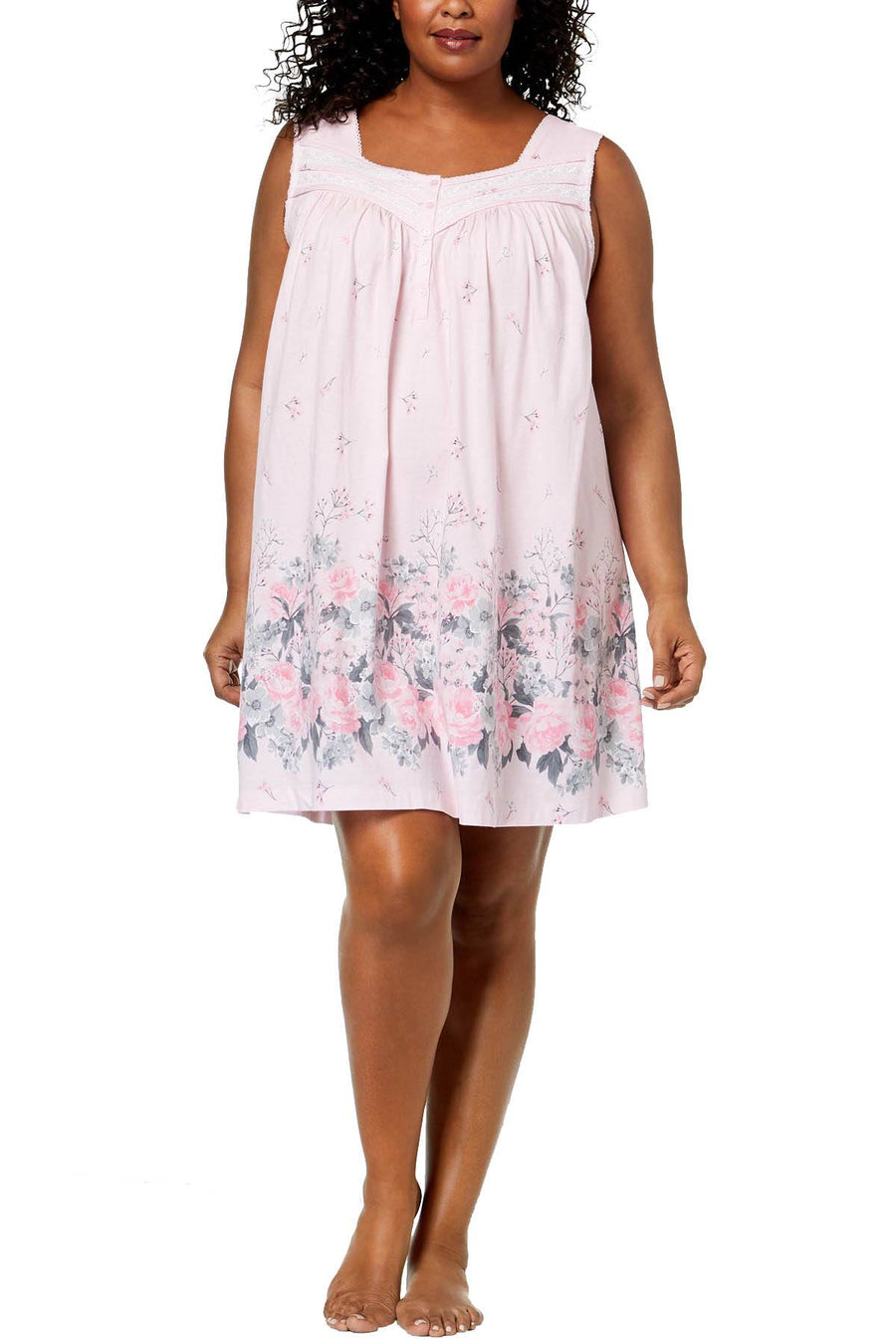 Charter Club Intimates PLUS Pink Rose-Garden Sleeveless Nightgown