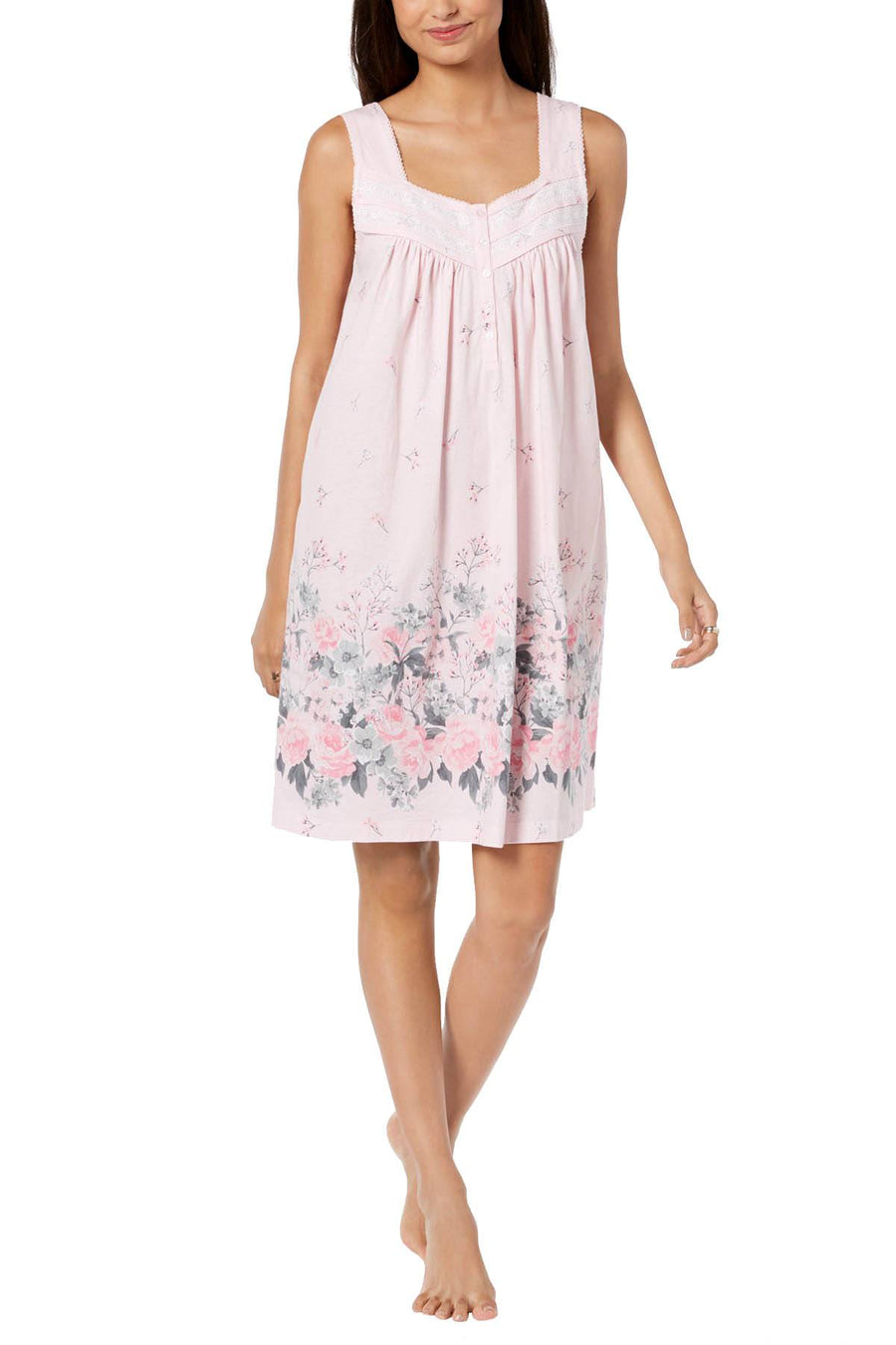 Charter Club Intimates PLUS Pink Rose-Garden Sleeveless Nightgown
