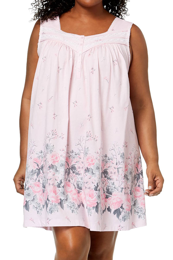 Charter Club Intimates PLUS Pink Rose-Garden Sleeveless Nightgown