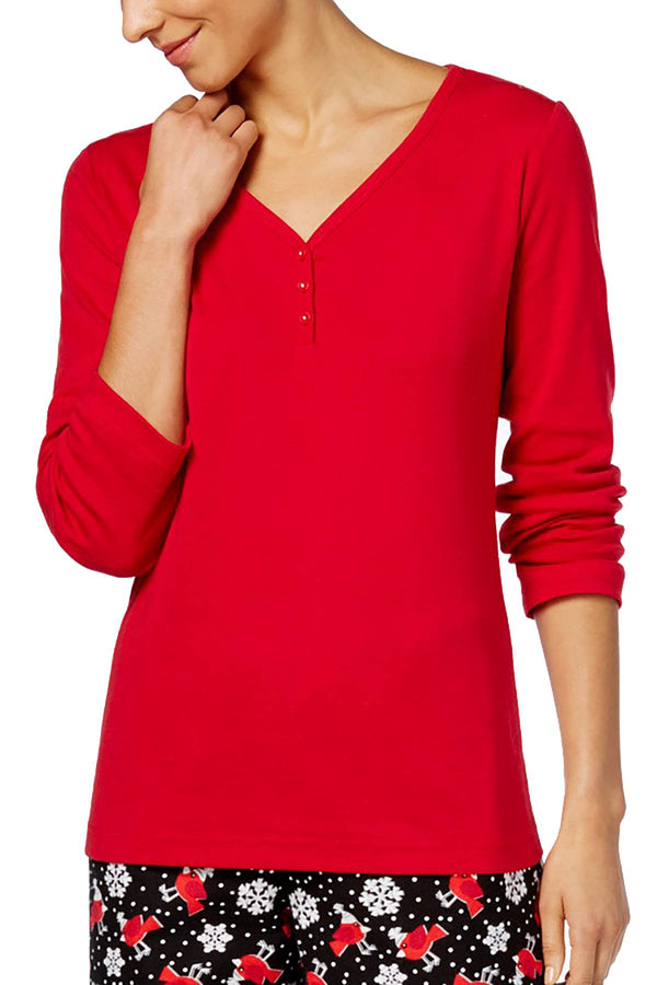 Charter Club Intimates PLUS Red Long-Sleeve Lounge Top