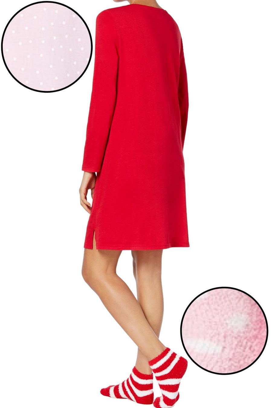 Charter Club Intimates Pink Celebrate Graphic-Print Cotton Sleepshirt With Matching Socks