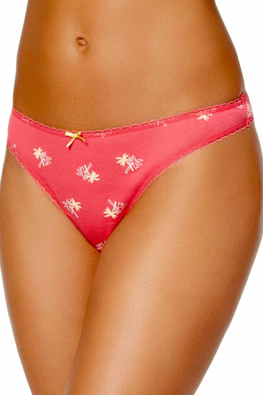Charter Club Intimates Pink/Palm Tees Pretty Cotton Thong