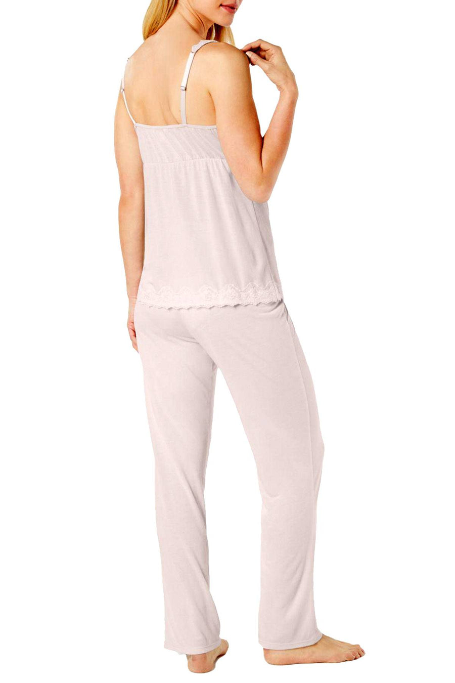Charter Club Intimates Potpourri Pink Lace Trimmed Soft Printed Knit Pajama Set
