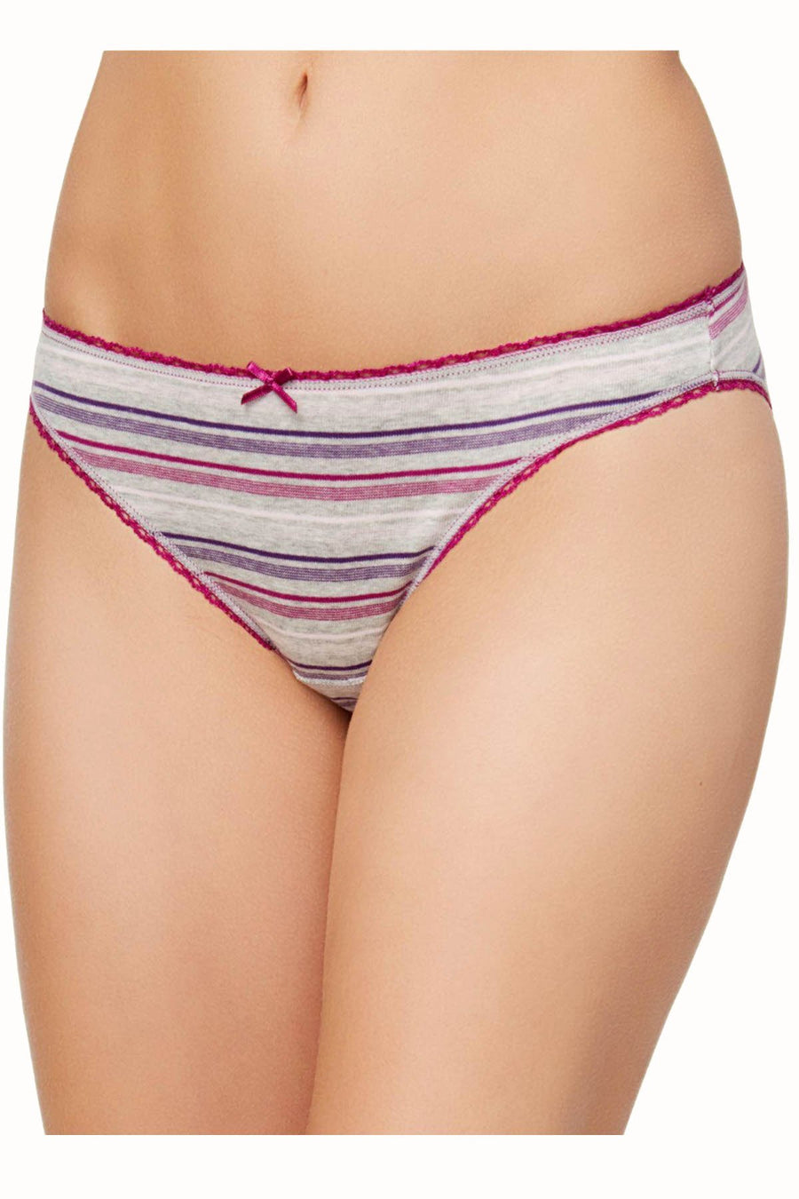 Charter Club Intimates Purple/Grey-Stripe Pretty Cotton Bikini Brief