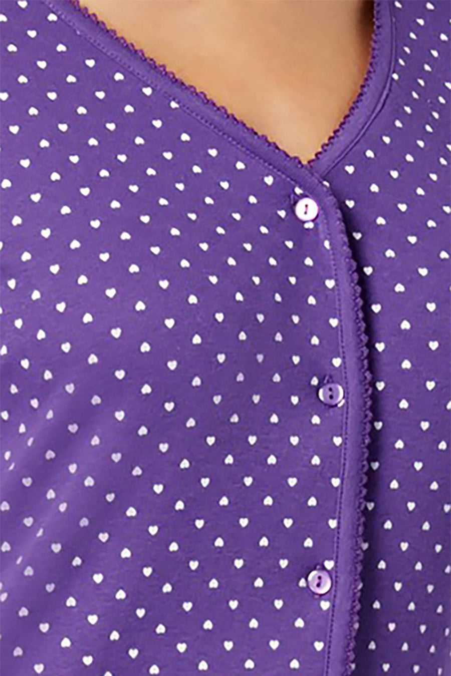 Charter Club Intimates Purple Scattered-Hearts Printed Cotton PJ Top