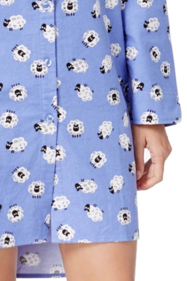 Charter Club Intimates Purple/Tossed-Sheep Printed Flannel Sleep-Shirt