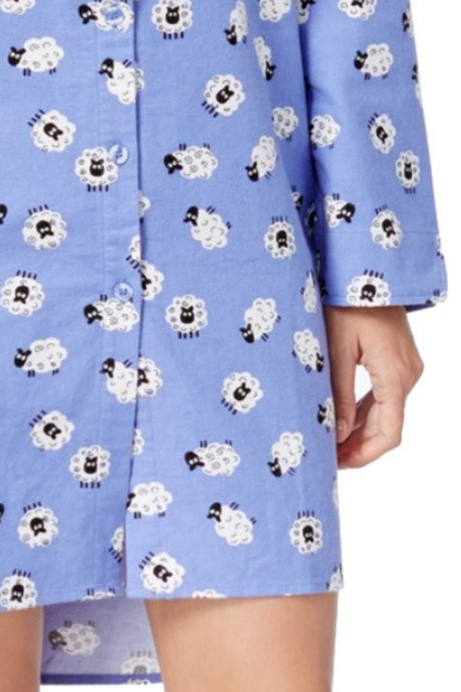 Charter Club Intimates Purple/Tossed-Sheep Printed Flannel Sleep-Shirt