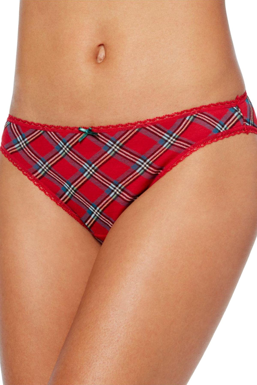 Charter Club Intimates Red/Brinkley-Plaid Pretty Cotton Bikini Brief
