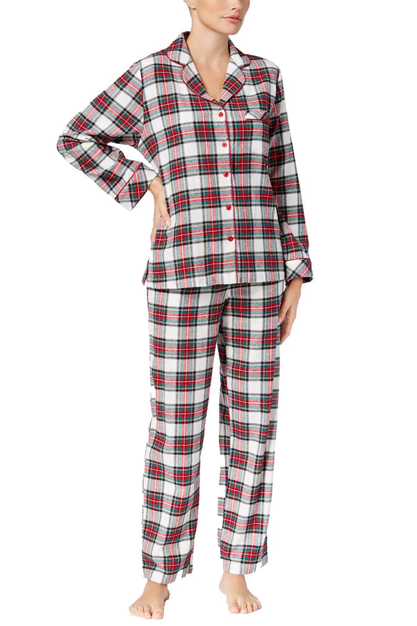 Charter Club Intimates Stewart-Plaid Printed Cotton Flannel Pajama Set