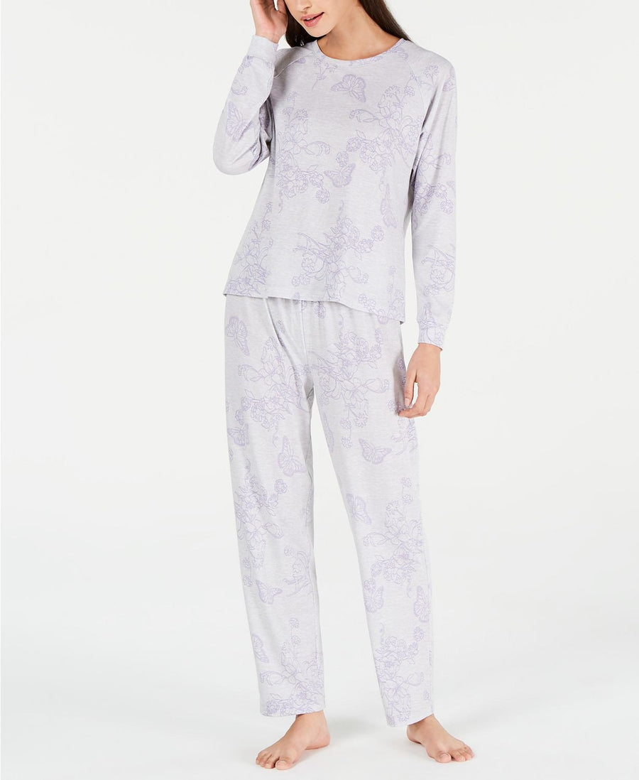 Charter Club Intimates Super Soft Knit Pajama Set in Fluttering Butterfly Print