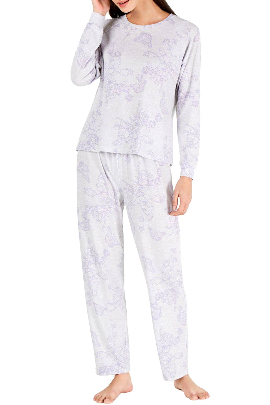 Charter Club Intimates Super Soft Knit Pajama Set in Fluttering Butterfly Print