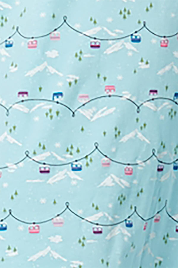 Charter Club Intimates Turquoise Ski-Lift Graphic-Print Cotton Sleepshirt With Matching Socks