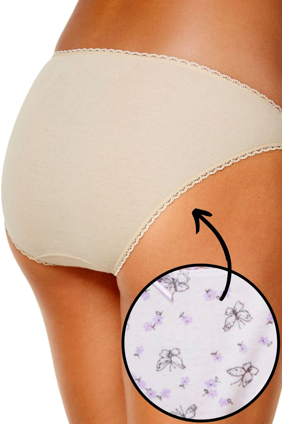 Charter Club Intimates White Flutterby Printed Pretty Cotton Bikini Brief