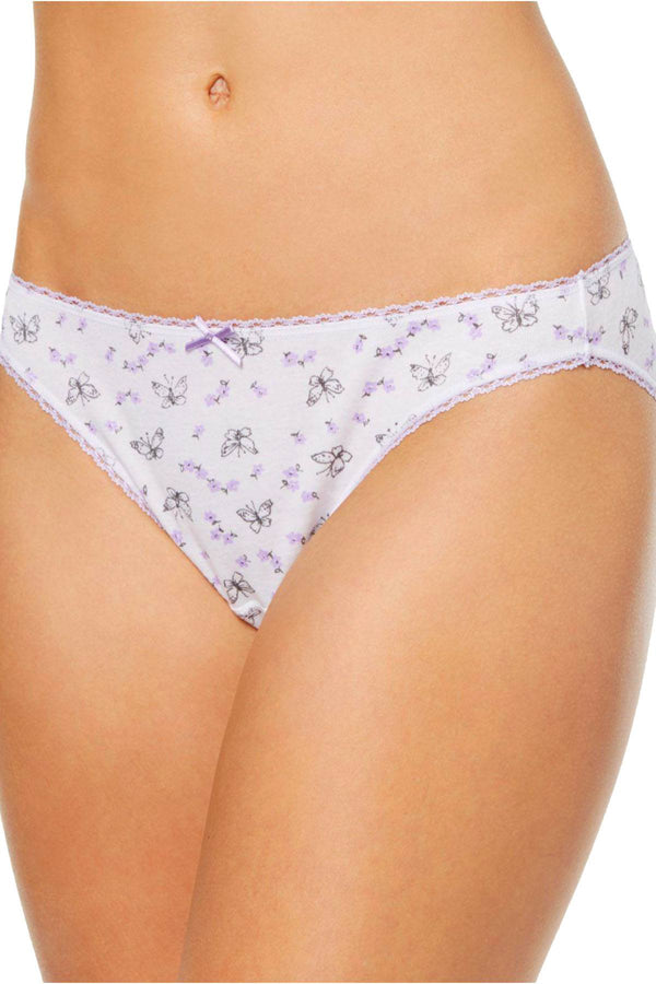 Charter Club Intimates White Flutterby Printed Pretty Cotton Bikini Brief